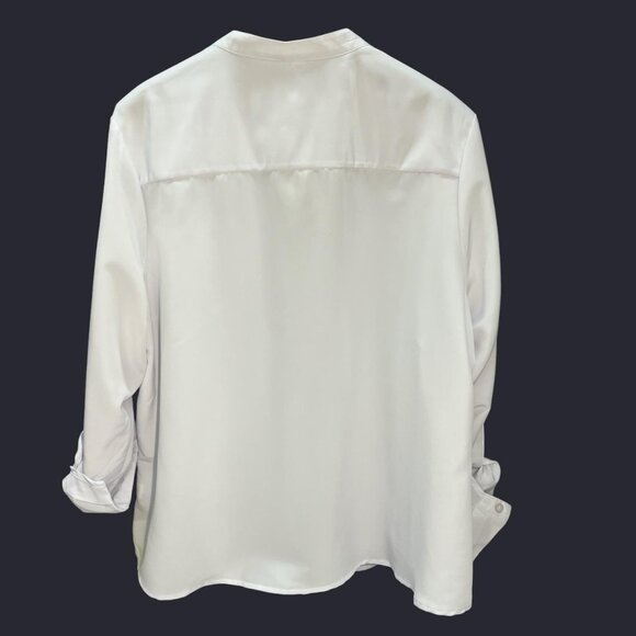 NY Collection White Button‑Up Long Sleeve Top (2X) - Picture 4 of 6